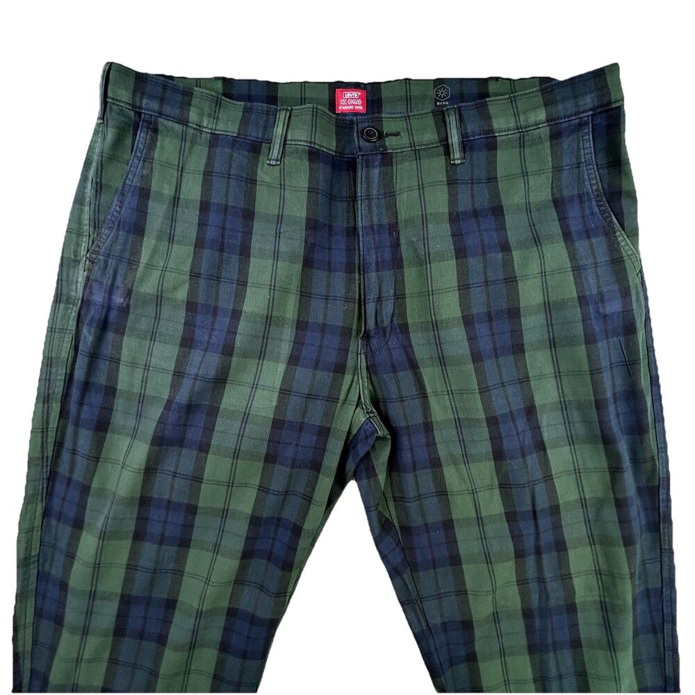 Levi's XX Chino Tartan Plaid 38x30 (Fits 40x30) Green Blue Standard Taper Pants